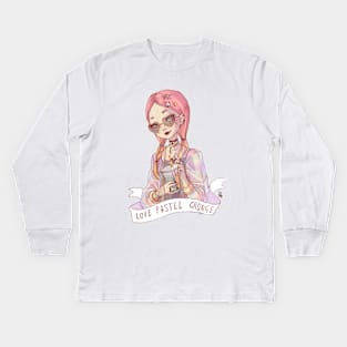 Pastel Grunge Girl Kids Long Sleeve T-Shirt